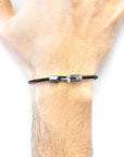 Raven Black Talbot Silver and Round Leather Bracelet