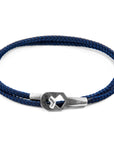 Navy Blue Tenby Silver and Rope Bracelet