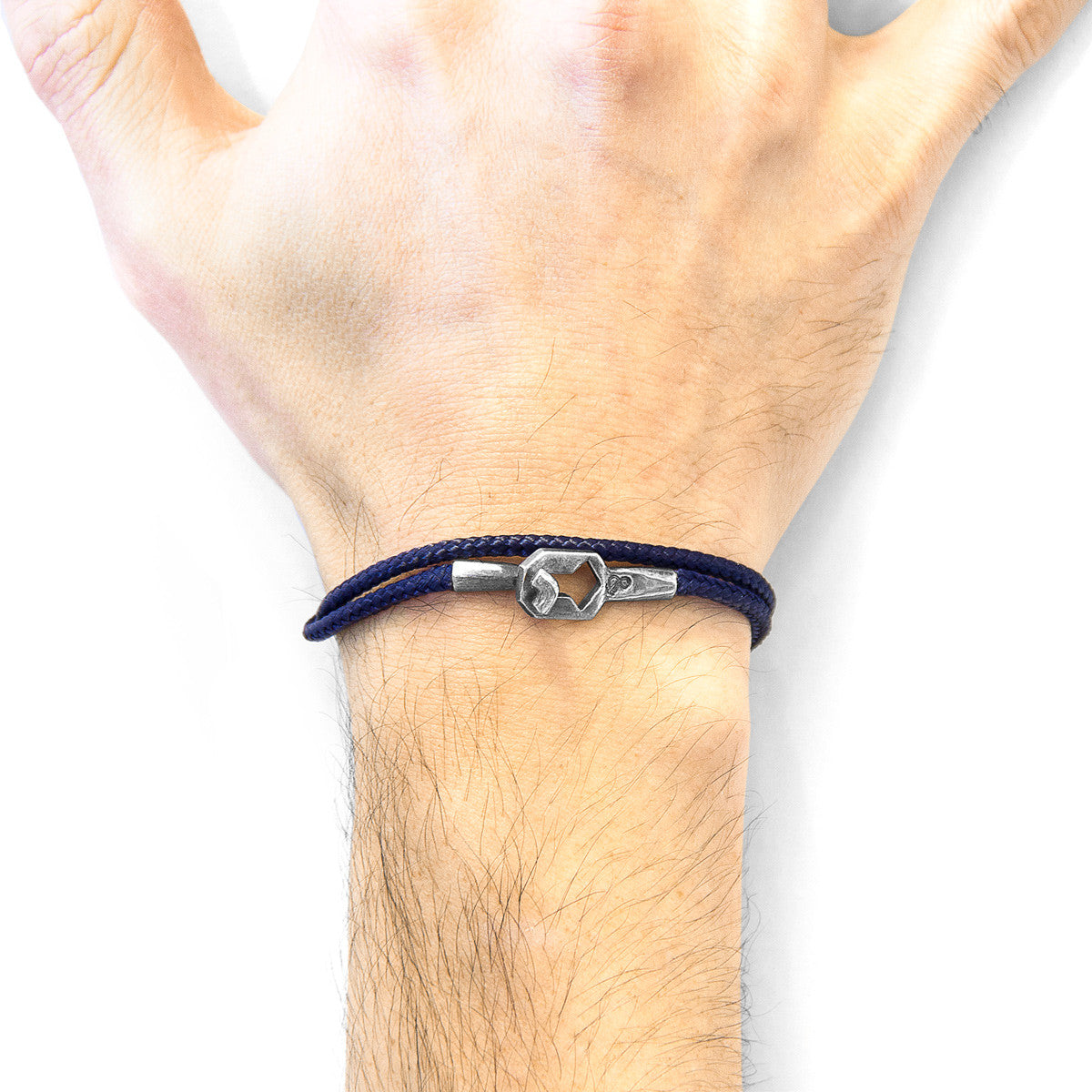 Navy Blue Tenby Silver and Rope Bracelet