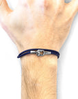 Navy Blue Tenby Silver and Rope Bracelet
