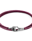 Aubergine Purple Tenby Silver and Rope Bracelet