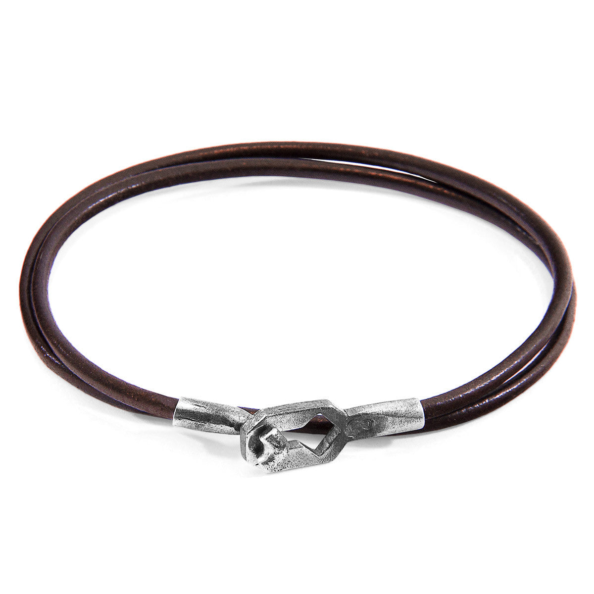 Mocha Brown Tenby Silver and Round Leather Bracelet