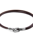 Mocha Brown Tenby Silver and Round Leather Bracelet