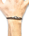 Mocha Brown Tenby Silver and Round Leather Bracelet