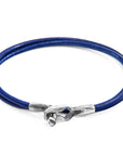 Azure Blue Tenby Silver and Round Leather Bracelet