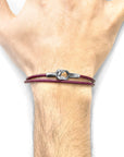 Bordeaux Red Tenby Silver and Round Leather Bracelet