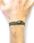 Khaki Green Dundee Silver and Rope Bracelet