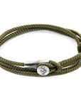 Khaki Green Dundee Silver and Rope Bracelet