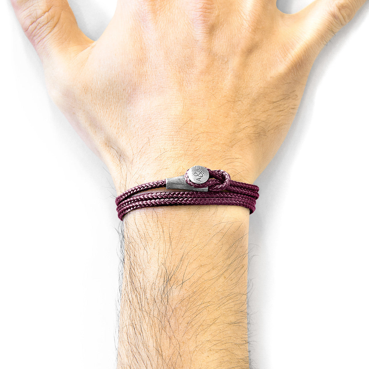 Aubergine Purple Dundee Silver and Rope Bracelet