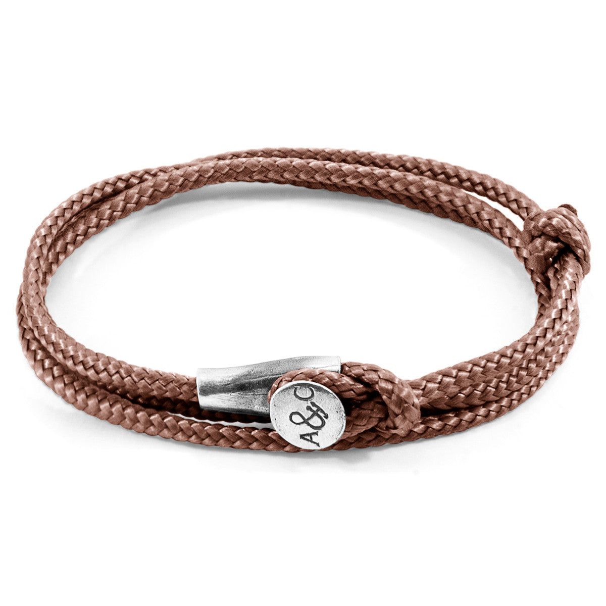 Copper Pink Dundee Silver and Rope Bracelet