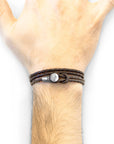 Dark Brown Dundee Silver and Braided Leather Bracelet