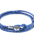 Royal Blue Dundee Silver and Braided Leather Bracelet