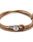 Light Brown Dundee Silver and Braided Leather Bracelet