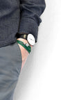 Fern Green Dundee Silver and Braided Leather Bracelet