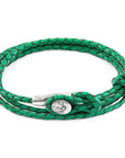 Fern Green Dundee Silver and Braided Leather Bracelet