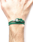 Fern Green Dundee Silver and Braided Leather Bracelet
