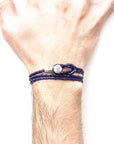 Grape Purple Dundee Silver and Braided Leather Bracelet