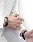 Grape Purple Dundee Silver and Braided Leather Bracelet