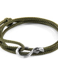 Khaki Green Heysham Silver and Rope Bracelet