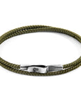 Khaki Green Liverpool Silver and Rope Bracelet