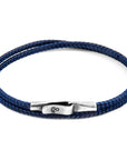 Navy Blue Liverpool Silver and Rope Bracelet
