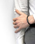 Coal Black Liverpool Silver and Braided Leather Bracelet
