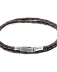 Dark Brown Liverpool Silver and Braided Leather Bracelet