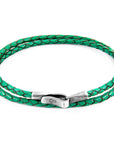 Fern Green Liverpool Silver and Braided Leather Bracelet