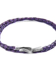 Grape Purple Liverpool Silver and Braided Leather Bracelet