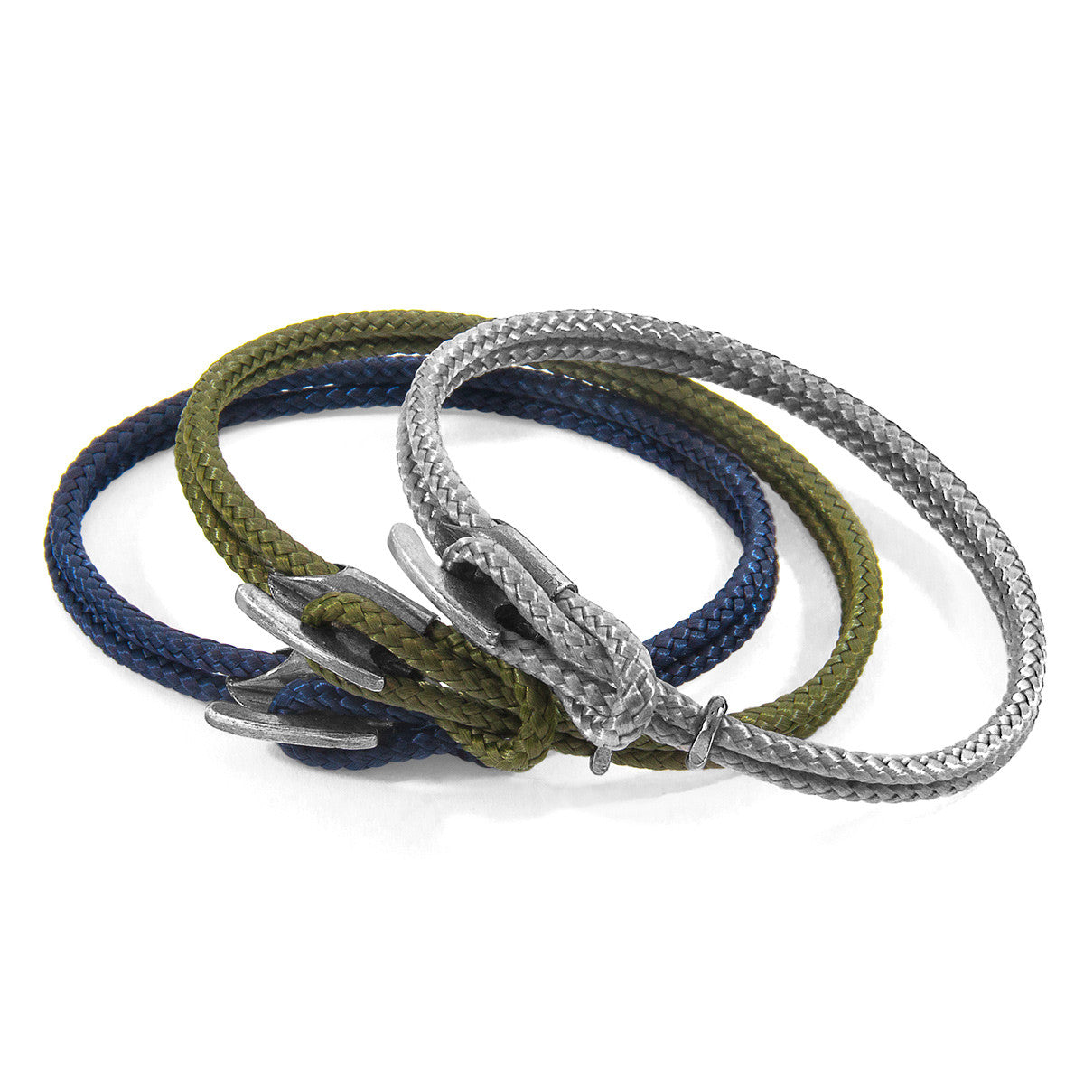 Classic Grey Padstow Silver and Rope Bracelet