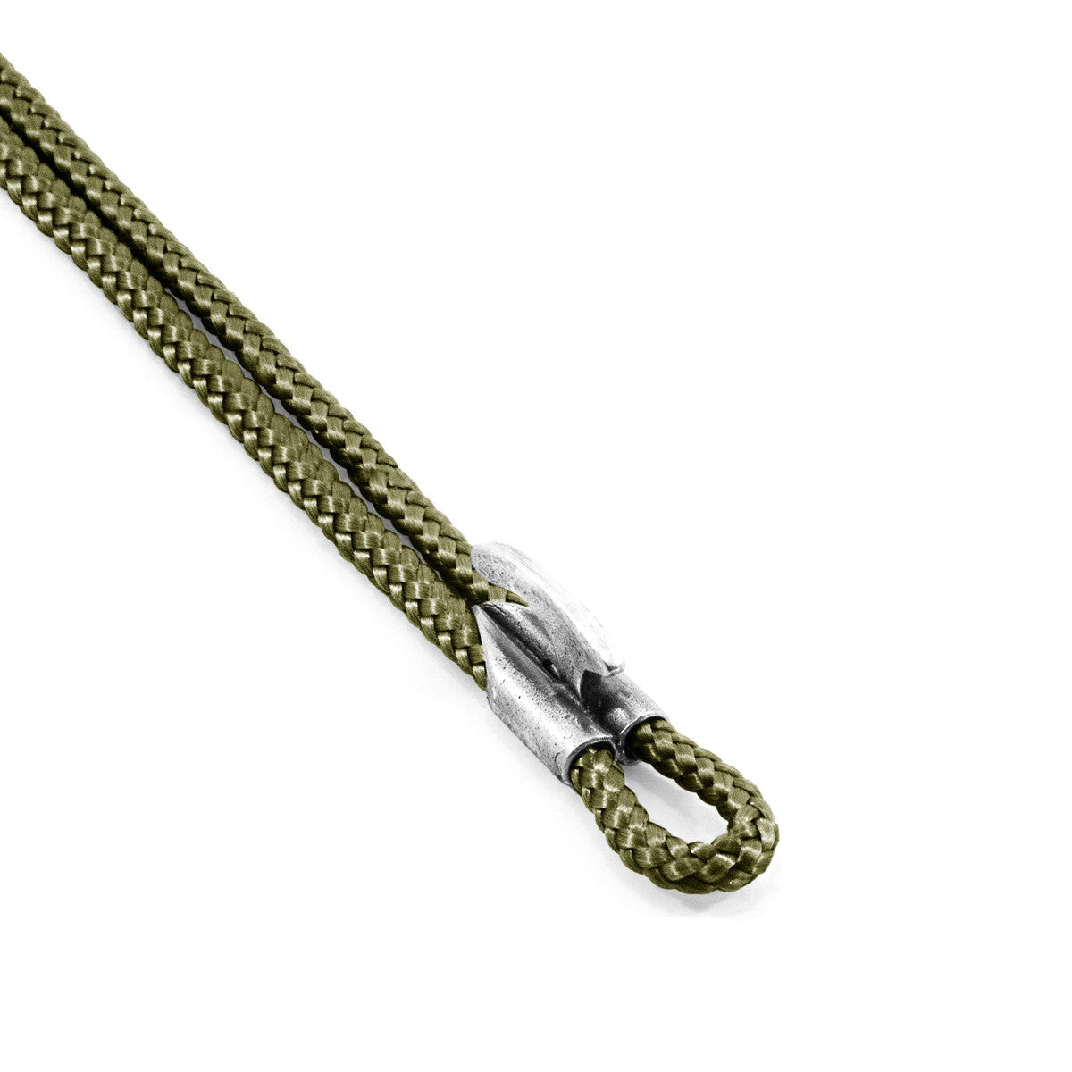 Khaki Green Padstow Silver and Rope Bracelet