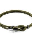 Khaki Green Padstow Silver and Rope Bracelet