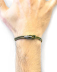 Khaki Green Padstow Silver and Rope Bracelet