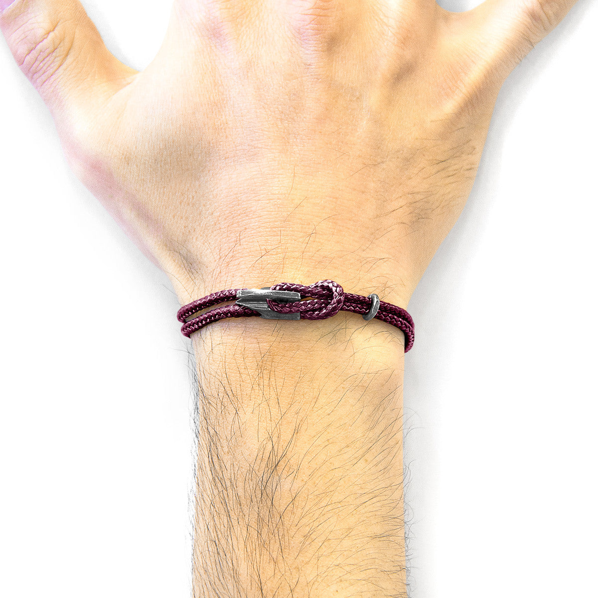 Aubergine Purple Padstow Silver and Rope Bracelet