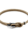 Sand Brown Padstow Silver and Rope Bracelet