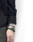 Fern Green Padstow Silver and Braided Leather Bracelet