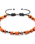 Orange Hailey Silver and Freshwater Shell SKINNY Macrame Bracelet