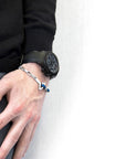 Royal Blue Frigate Anchor Silver and Flat Leather Bracelet