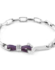Grape Purple Frigate Anchor Silver and Flat Leather Bracelet