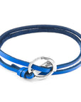 Royal Blue Ketch Anchor Silver and Flat Leather Bracelet