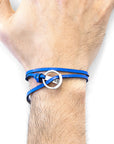 Royal Blue Ketch Anchor Silver and Flat Leather Bracelet