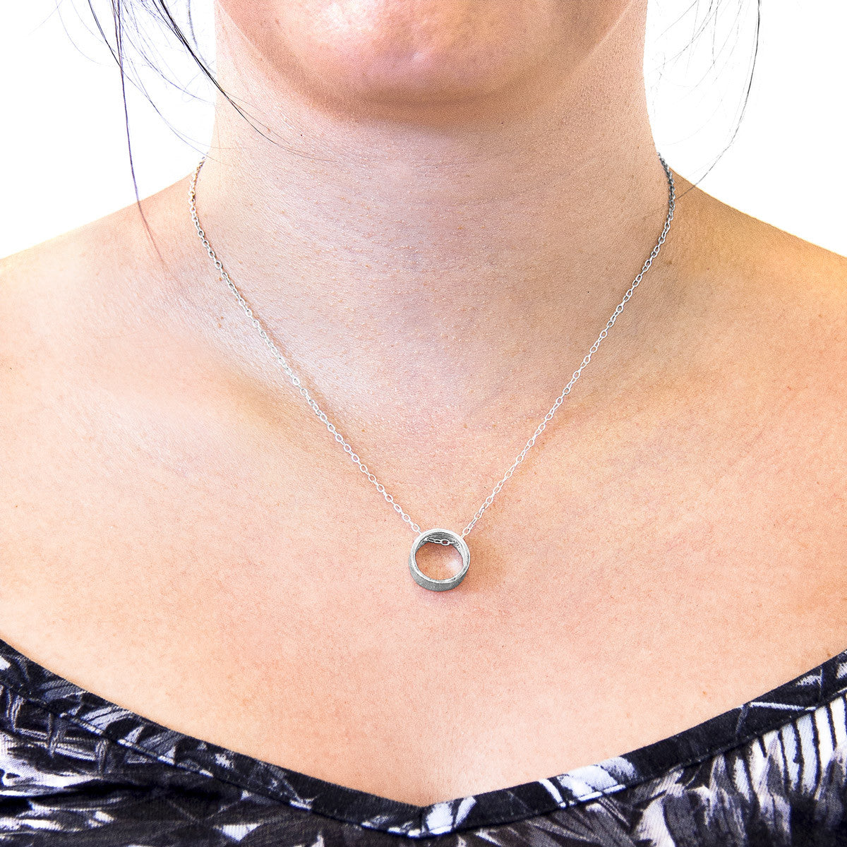 Abbott Round Mini Geometric Silver Necklace Pendant