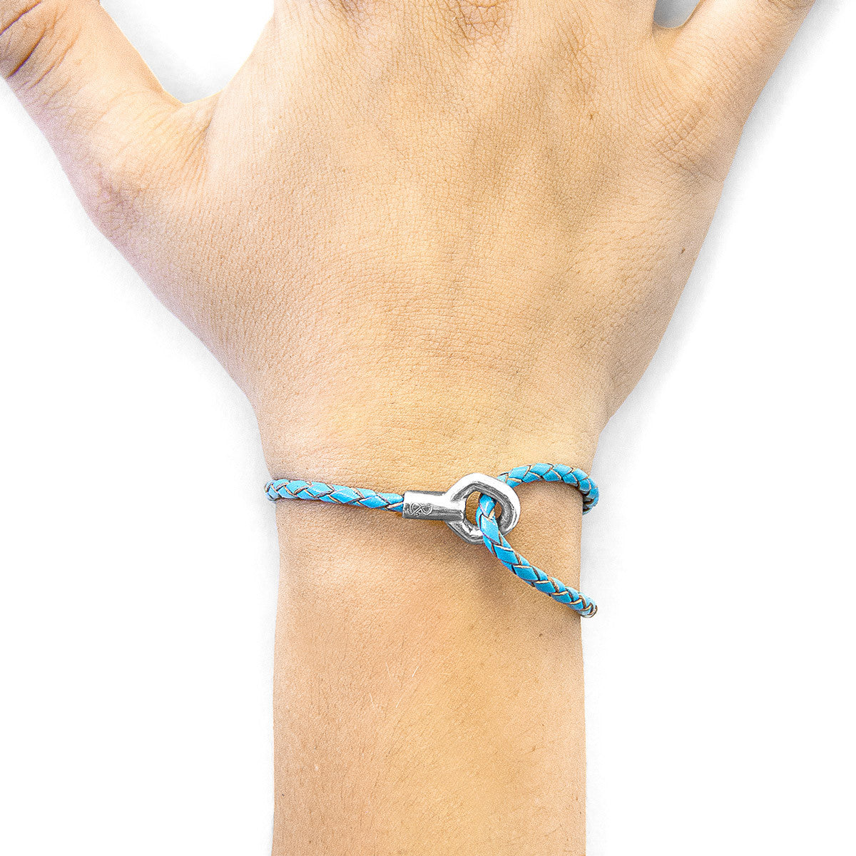 Turquoise Blue Blake Silver and Braided Leather Bracelet