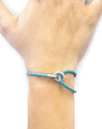 Turquoise Blue Blake Silver and Braided Leather Bracelet