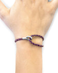 Deep Purple Blake Silver and Braided Leather Bracelet