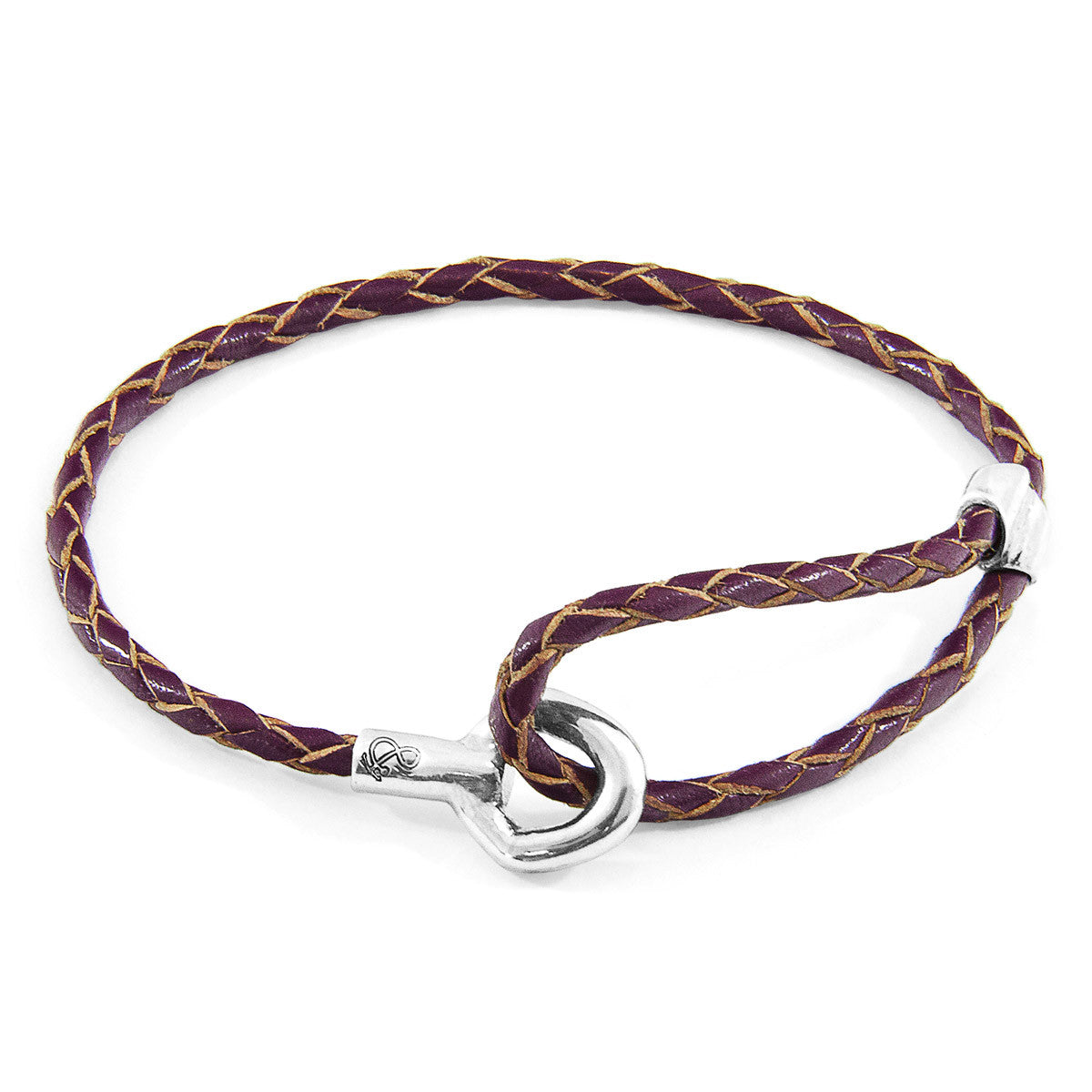 Deep Purple Blake Silver and Braided Leather Bracelet