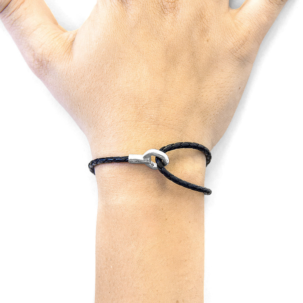 Coal Black Blake Silver and Braided Leather Bracelet
