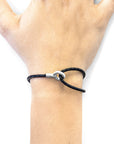 Coal Black Blake Silver and Braided Leather Bracelet