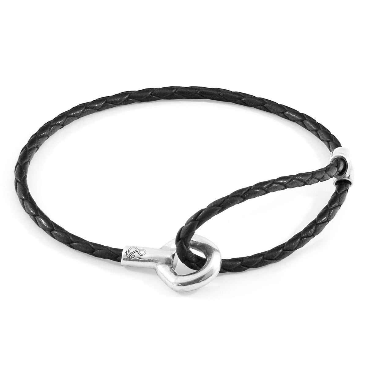 Coal Black Blake Silver and Braided Leather Bracelet
