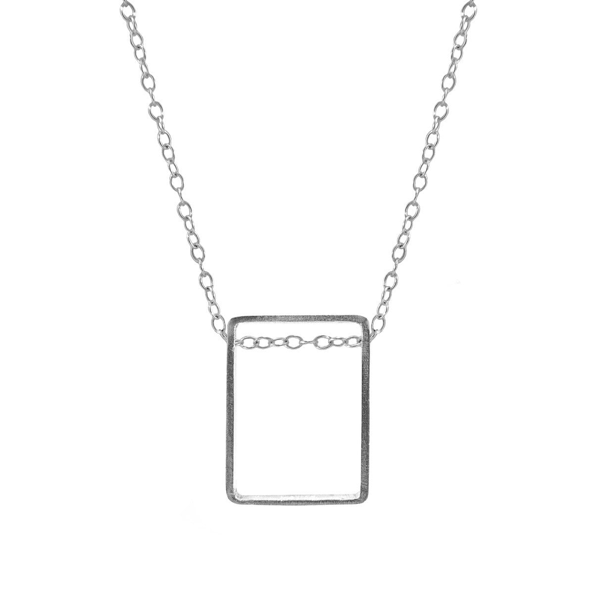 Bowen Box Mini Geometric Silver Necklace Pendant